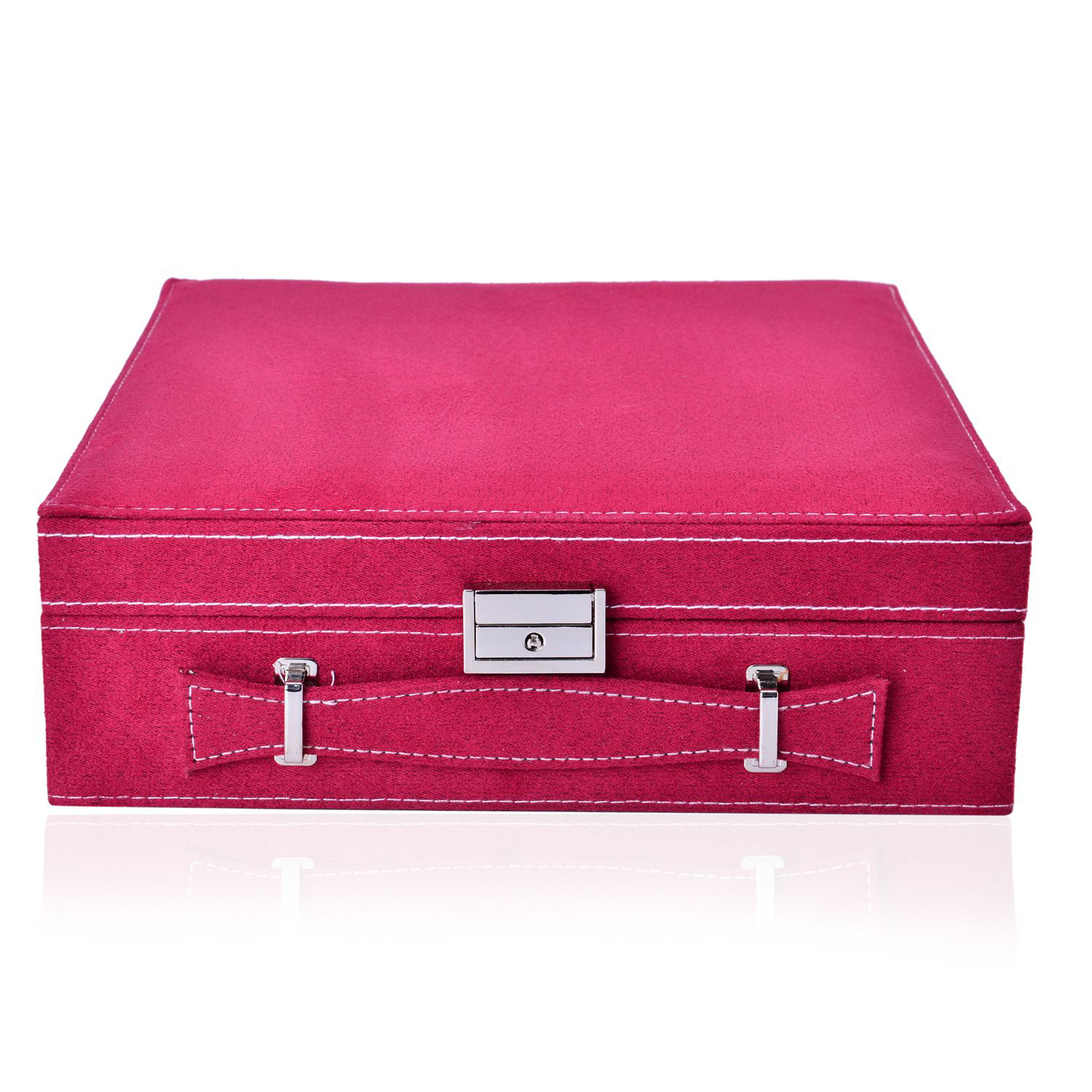 Shop LC Red Fuchsia Travel Jewelry Organizer Box Case for Women Faux Velvet  Tarnish 2 Layer Necklace Earrings Ring Jewelry Holder Portable Jewelry Box  Storage Birthday Gifts 